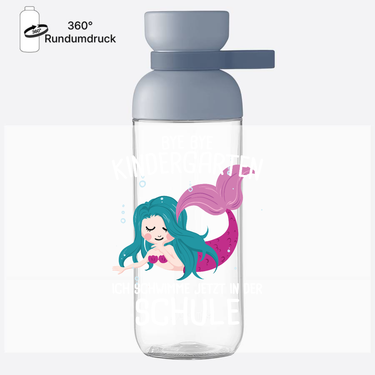 Trinkflasche Einschulung – Bye Bye Kindergarten, Hallo Schule! - Nordic Blue