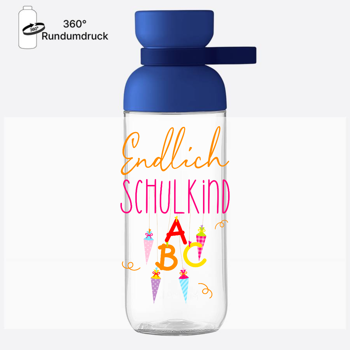 Trinkflasche Endlich Schulkind – mit Namen personalisiert - Vivid Blue
