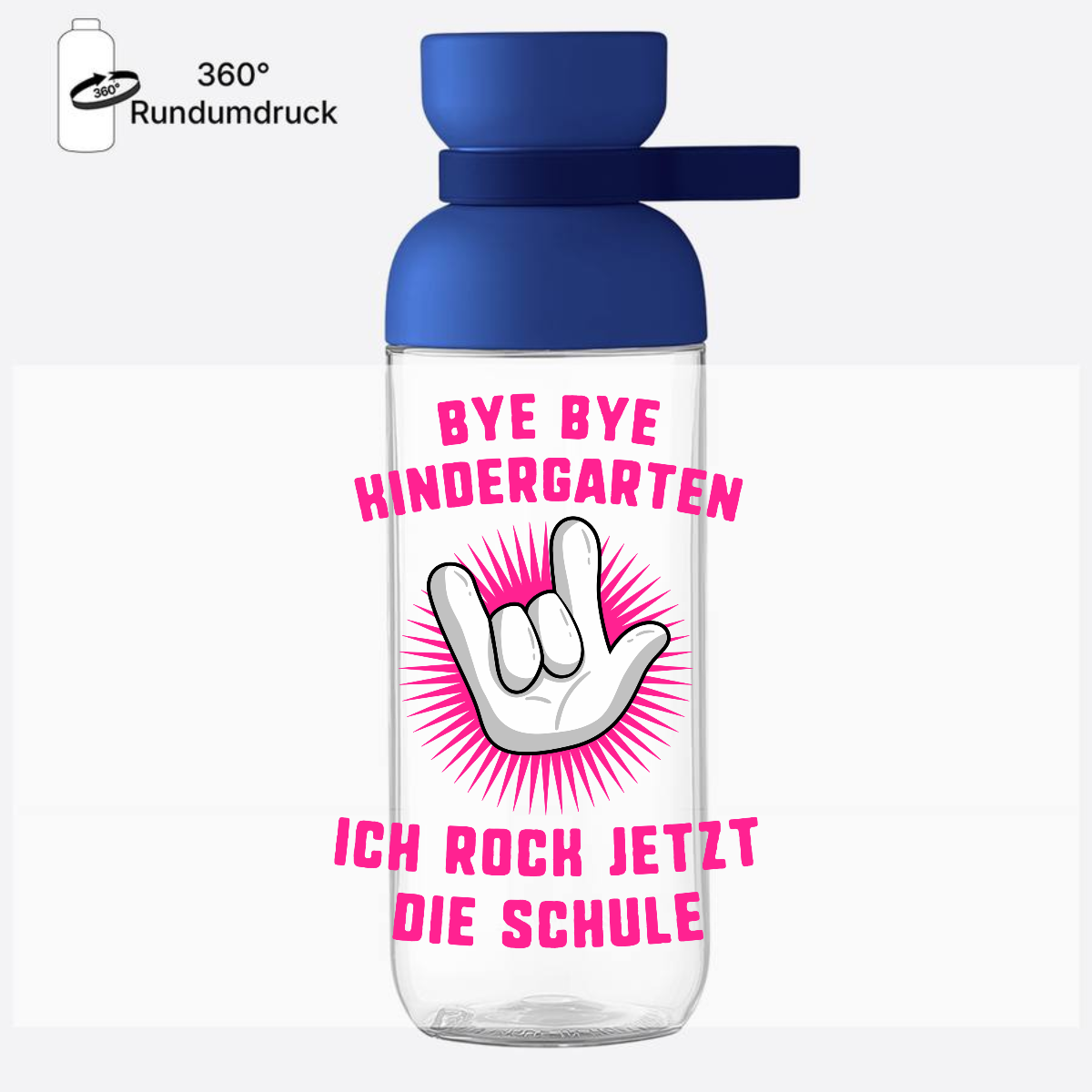Trinkflasche mit Namen – Ich rock jetzt die Schule fuchsia - Vivid Blue