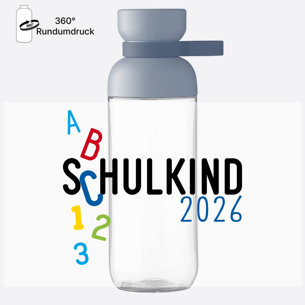 Trinkflasche Schulkind 2026 ABC blau – Personalisiert - Nordic Blue