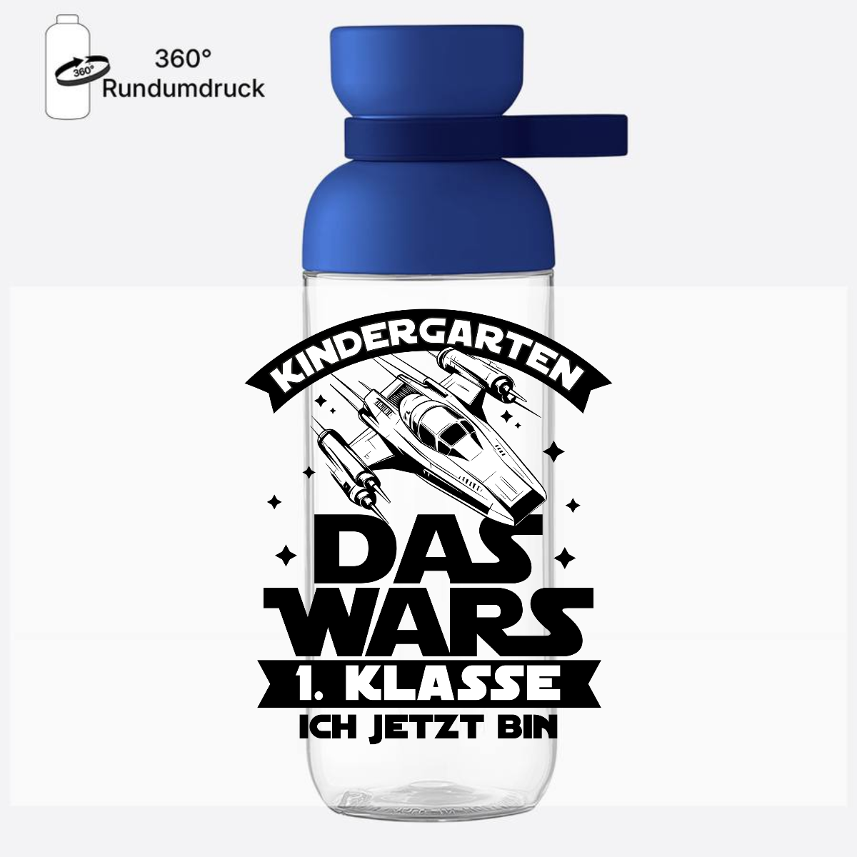 Trinkflasche zur Einschulung – Kindergarten Das Wars 1. Klasse - Vivid Blue