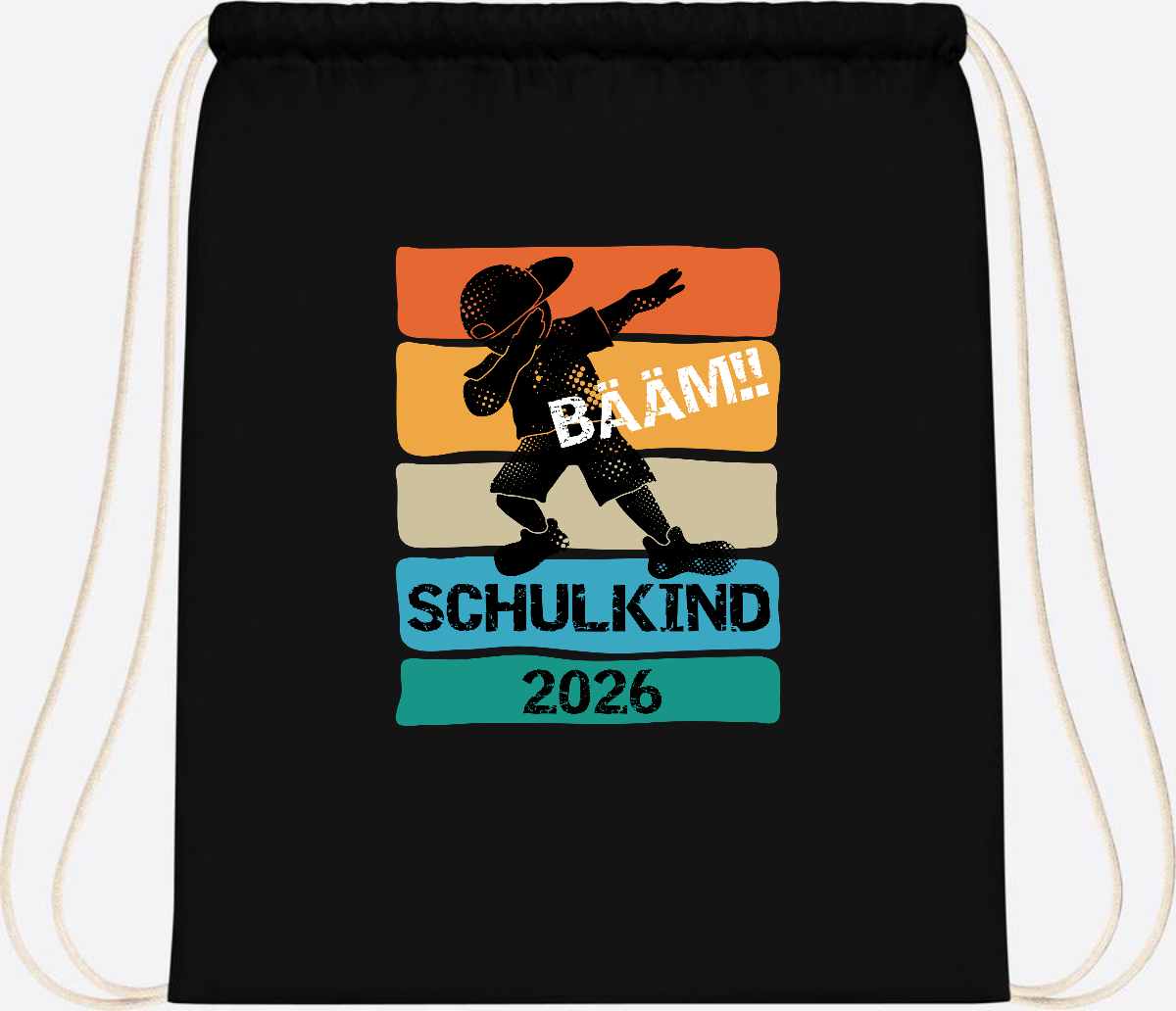 Turnbeutel Bääm! Schulkind 2026 – Geschenk zur Einschulung - Black