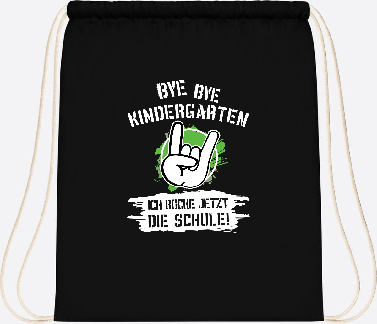 Turnbeutel Einschulung: Bye Bye Kindergarten, ich rocke die Schule - Black