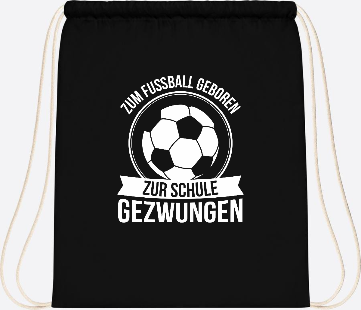Turnbeutel Einschulung mit Name: Zum Fußball geboren - Black