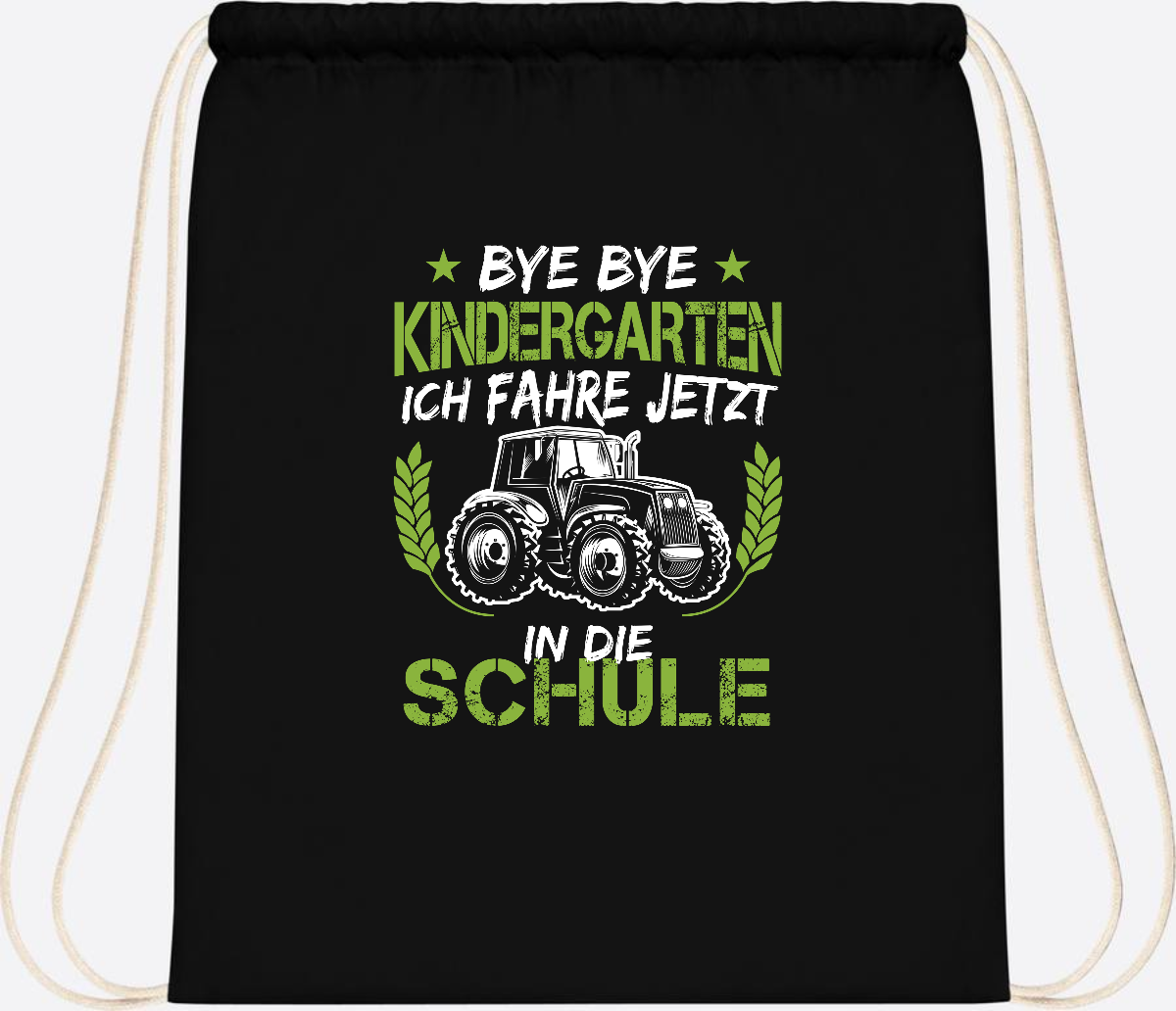 Turnbeutel Einschulung Traktor – Bye Bye Kindergarten - Black