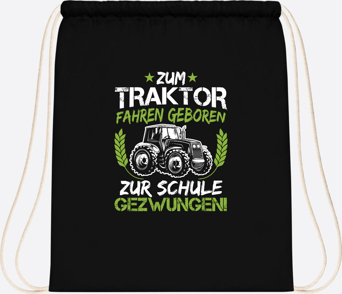 Turnbeutel Einschulung: Zum Traktor fahren geboren – mit Name - Black