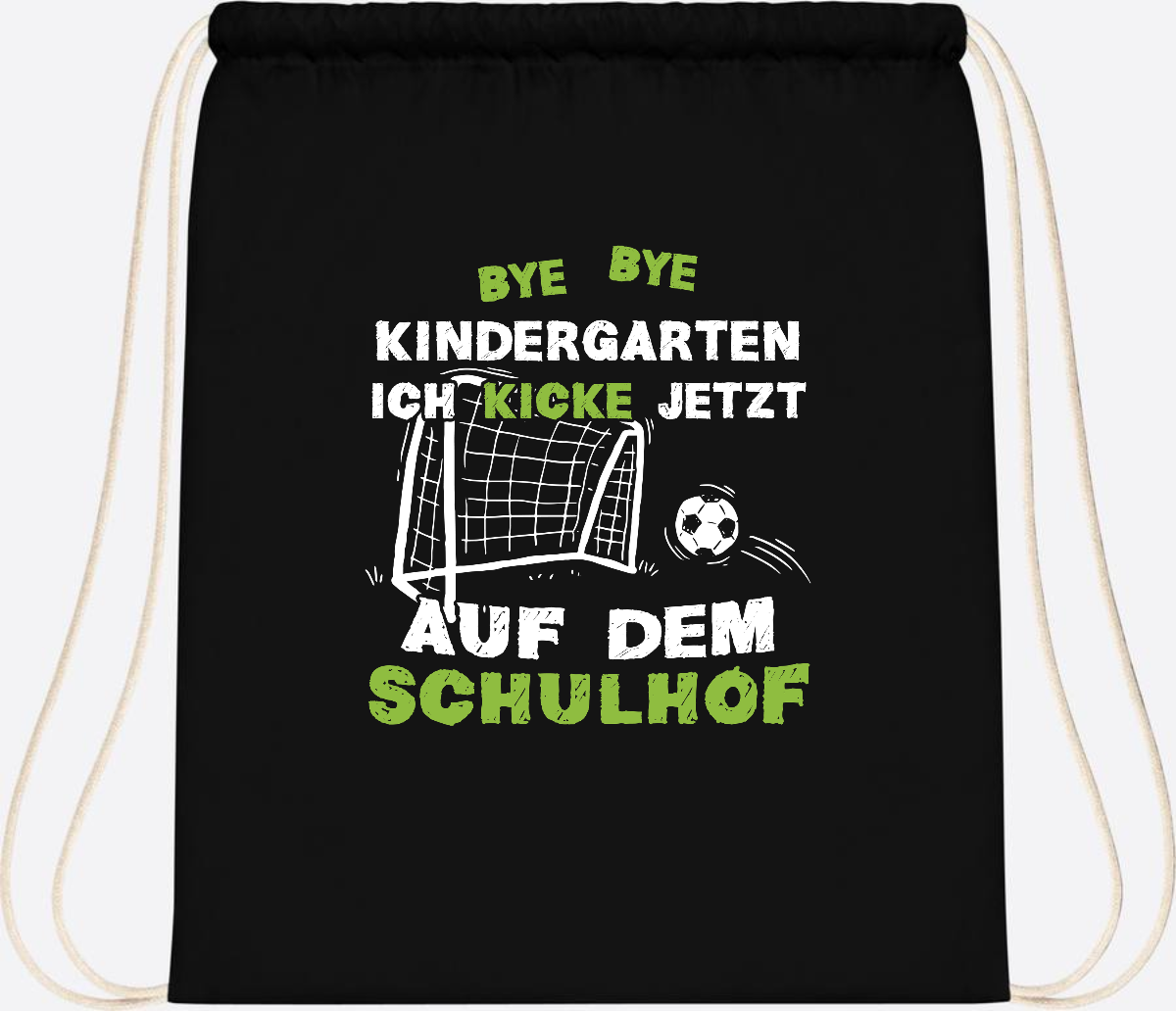 Turnbeutel Fußball zur Einschulung – Bye Bye Kindergarten - Black