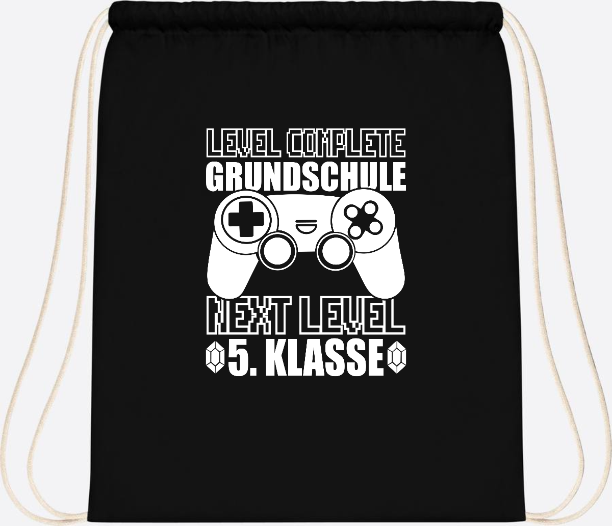 Turnbeutel Level complete 5. Klasse - mit Namen personalisiert - Black