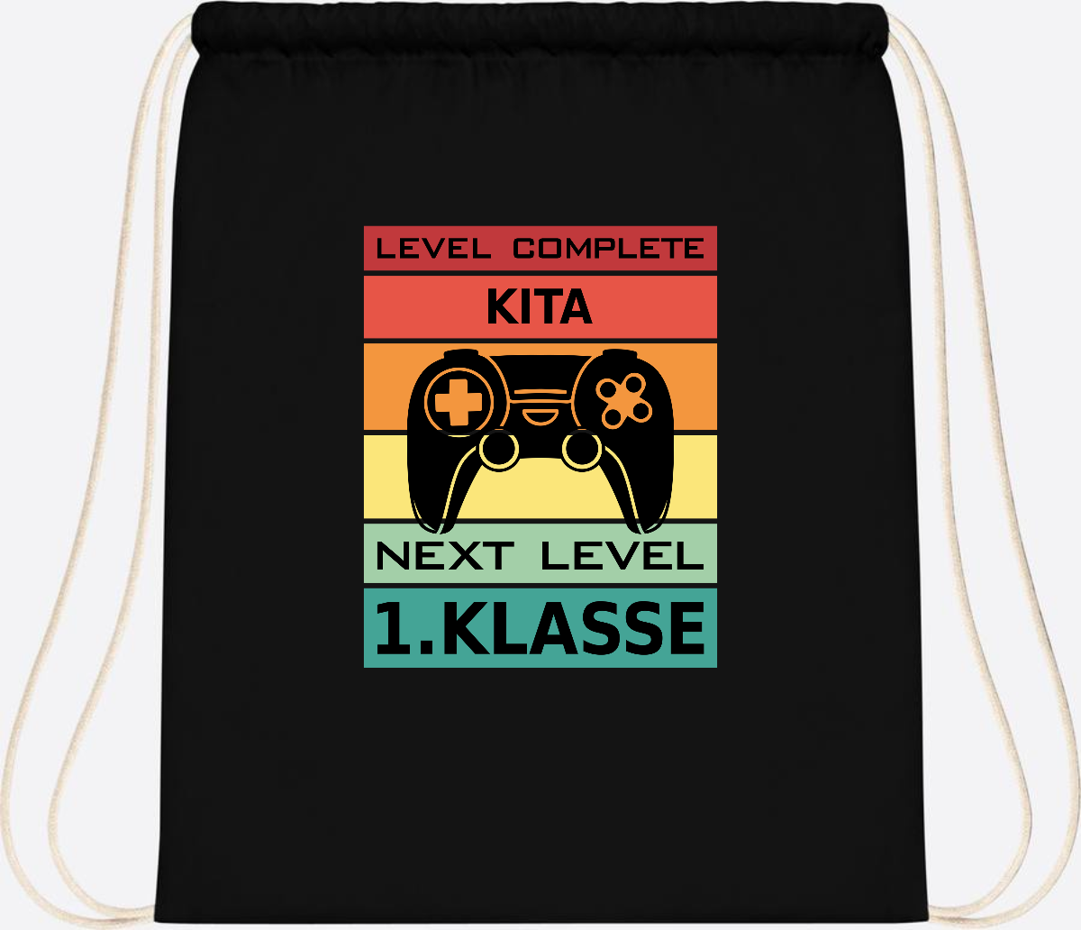 Turnbeutel Next Level 1. Klasse – Geschenk zur Einschulung - Black
