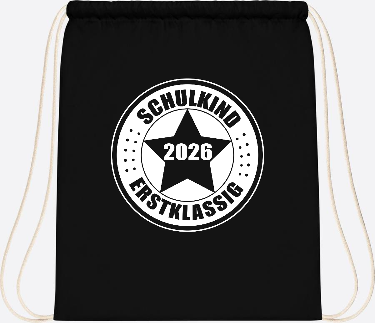Turnbeutel Schulkind 2026 Erstklassig mit Namen zur Einschulung - Black