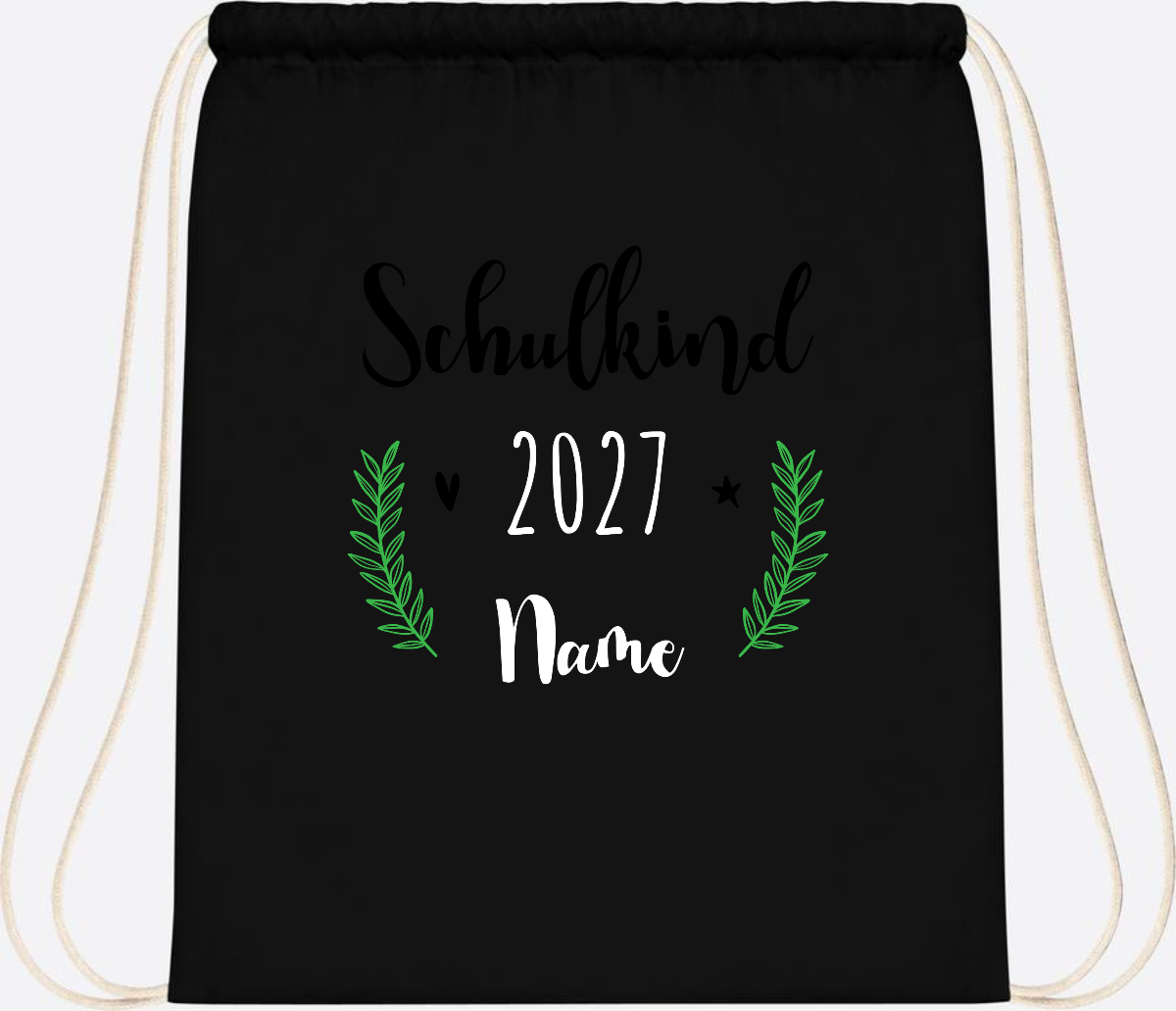 Turnbeutel Schulkind mit Namen – Personalisiert zur Einschulung - Black
