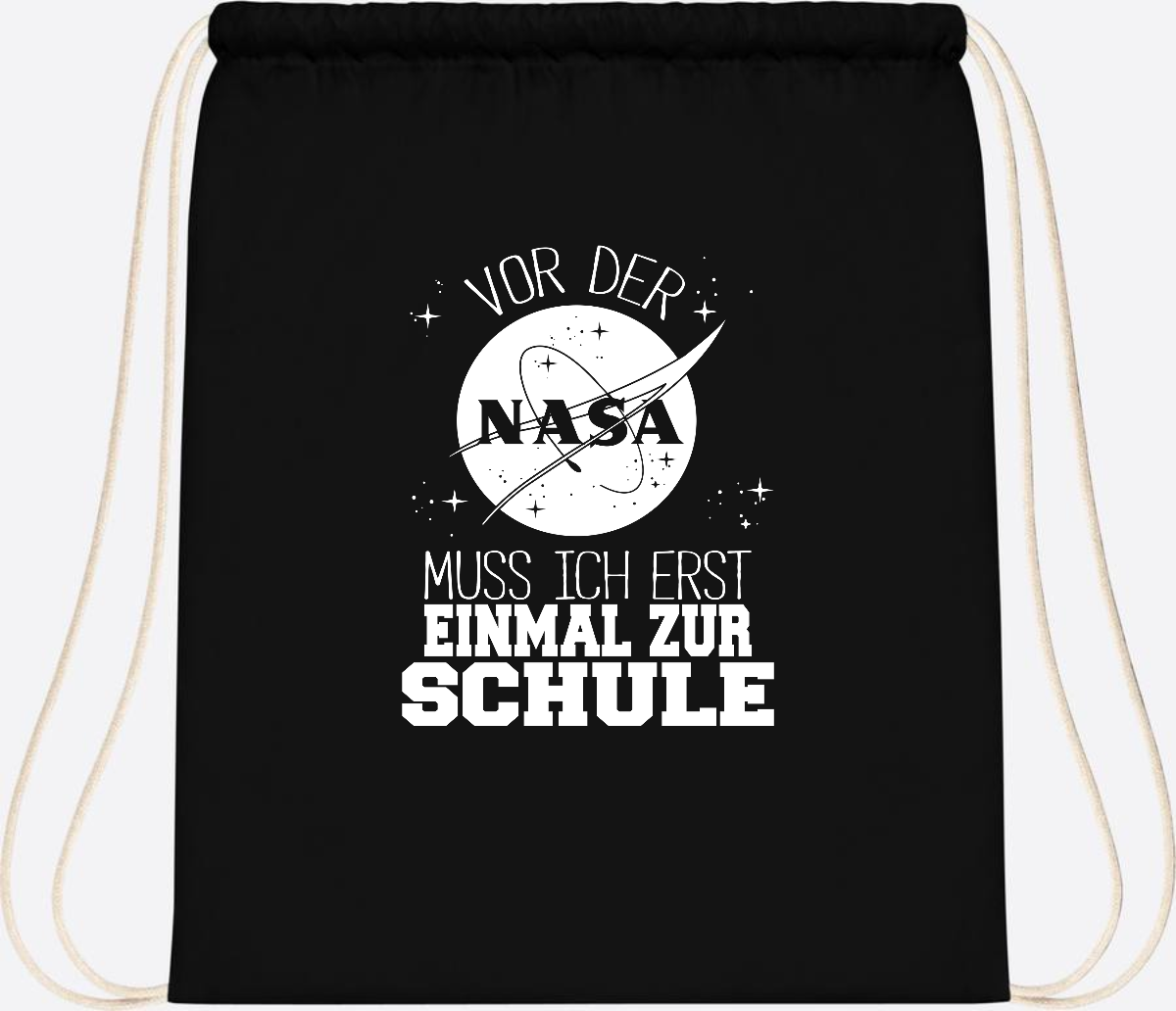 Turnbeutel "Vor der NASA zur Schule" – mit Wunschname - Black