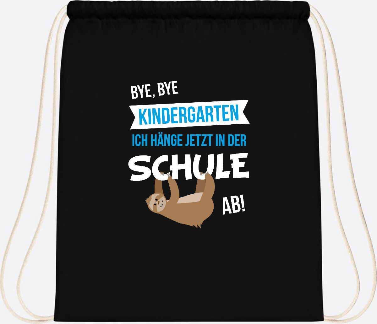 Turnbeutel zur Einschulung – Bye Bye Kindergarten mit Name - Black