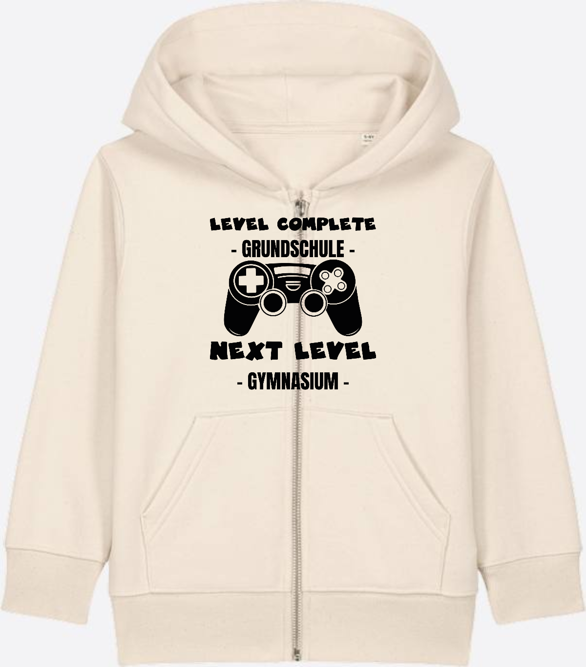 Zip-Hoodie Next Level Gymnasium – Geschenk mit Name - Natural Raw Herzseite
