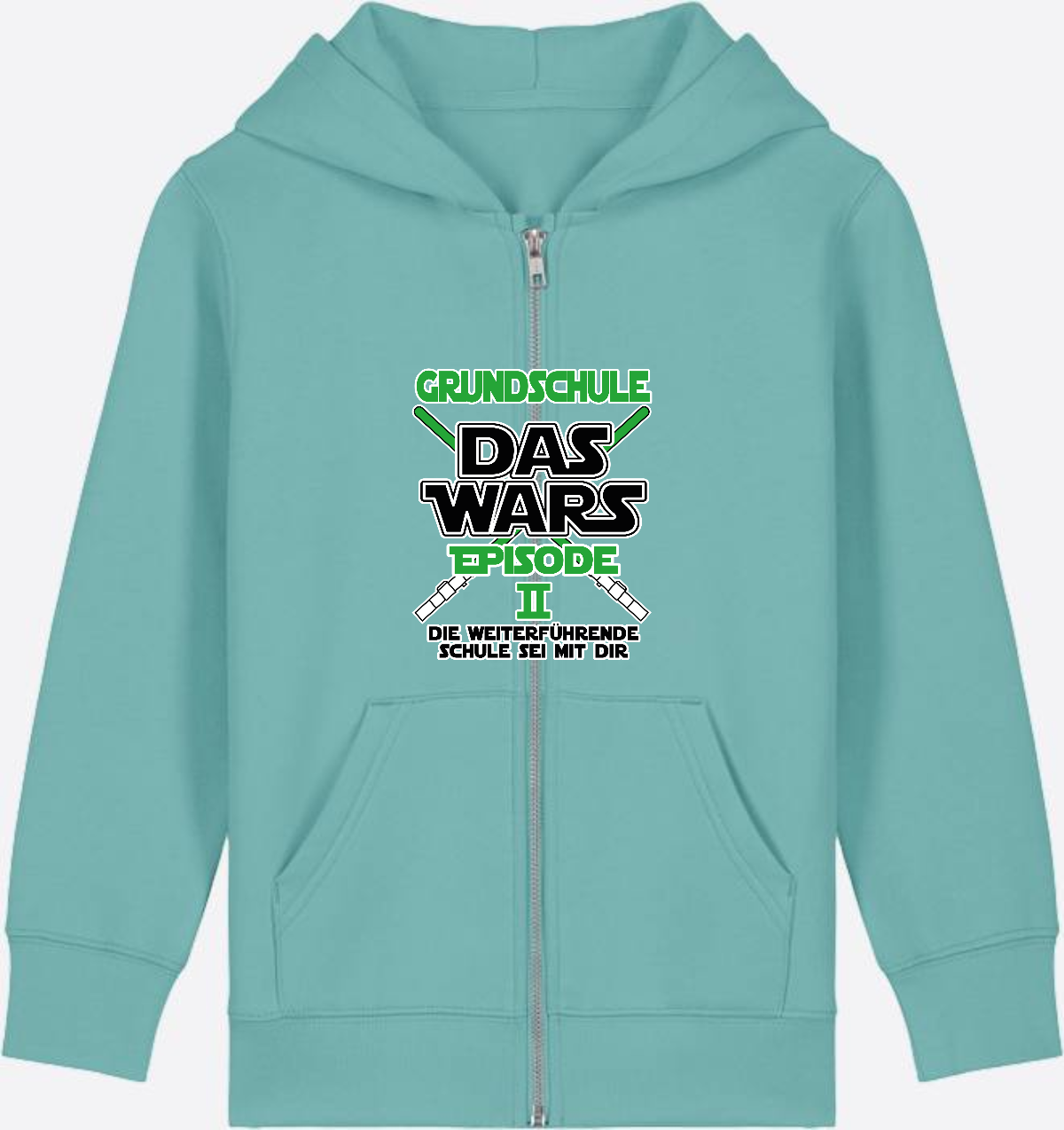 Zip-Hoodie Schulwechsel: Grundschule Das Wars Episode 2 - Teal Monstera Herzseite