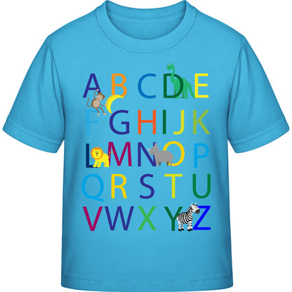 Kinder T-Shirt Einschulung Alphabet-Tiere – ABC mit Löwe & Zebra