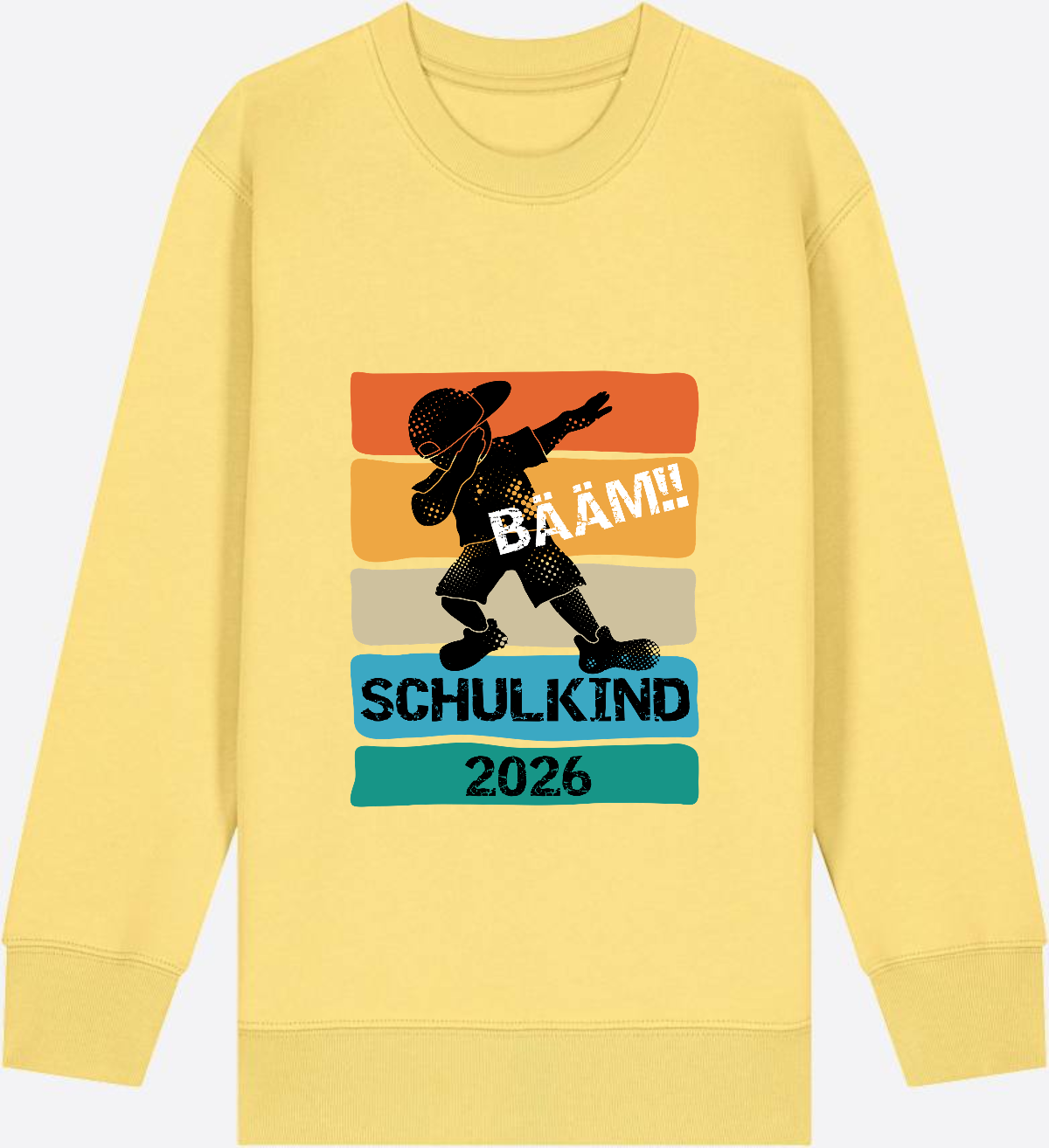 Bääm! Schulkind 2026 Sweatshirt zur Einschulung - Viva Yellow Herzseite