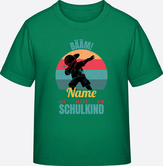 BÄÄM Schulkind T-Shirt – Personalisiert mit Name für Jungen - Kelly Green