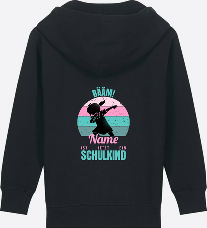 BÄÄM Schulkind Zip-Hoodie für Mädchen – Personalisiert mit Name - Black