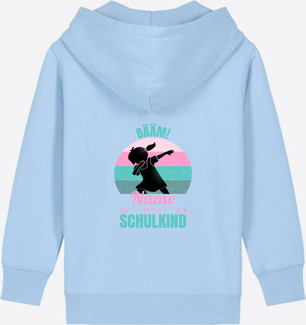 BÄÄM Schulkind Zip-Hoodie für Mädchen – Personalisiert mit Name - Blue Soul