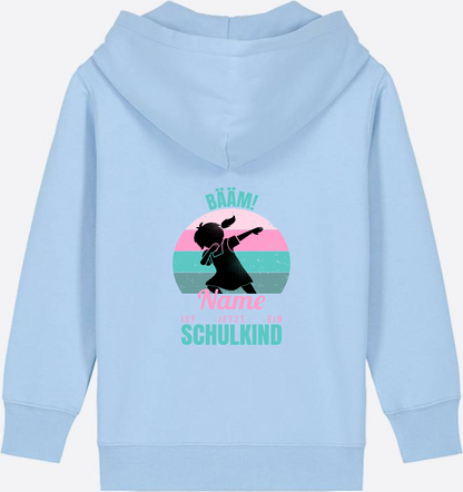 BÄÄM Schulkind Zip-Hoodie für Mädchen – Personalisiert mit Name - Blue Soul
