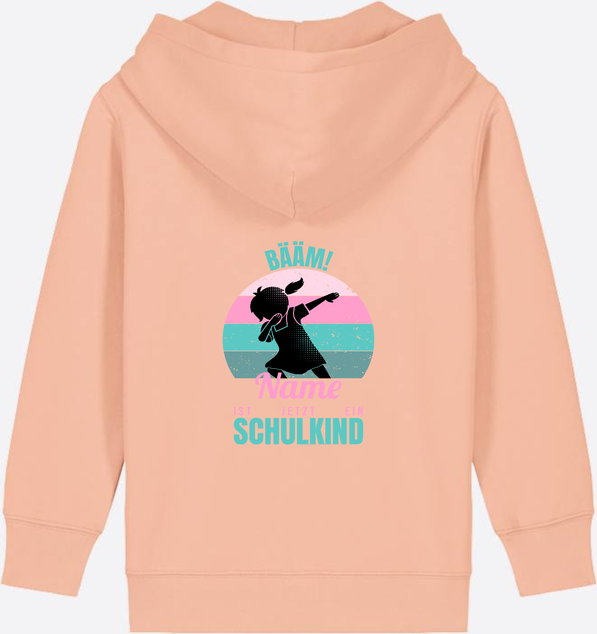 BÄÄM Schulkind Zip-Hoodie für Mädchen – Personalisiert mit Name - Fraiche Peche