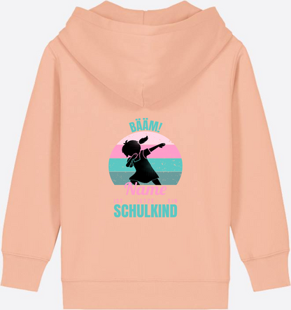 BÄÄM Schulkind Zip-Hoodie für Mädchen – Personalisiert mit Name - Fraiche Peche