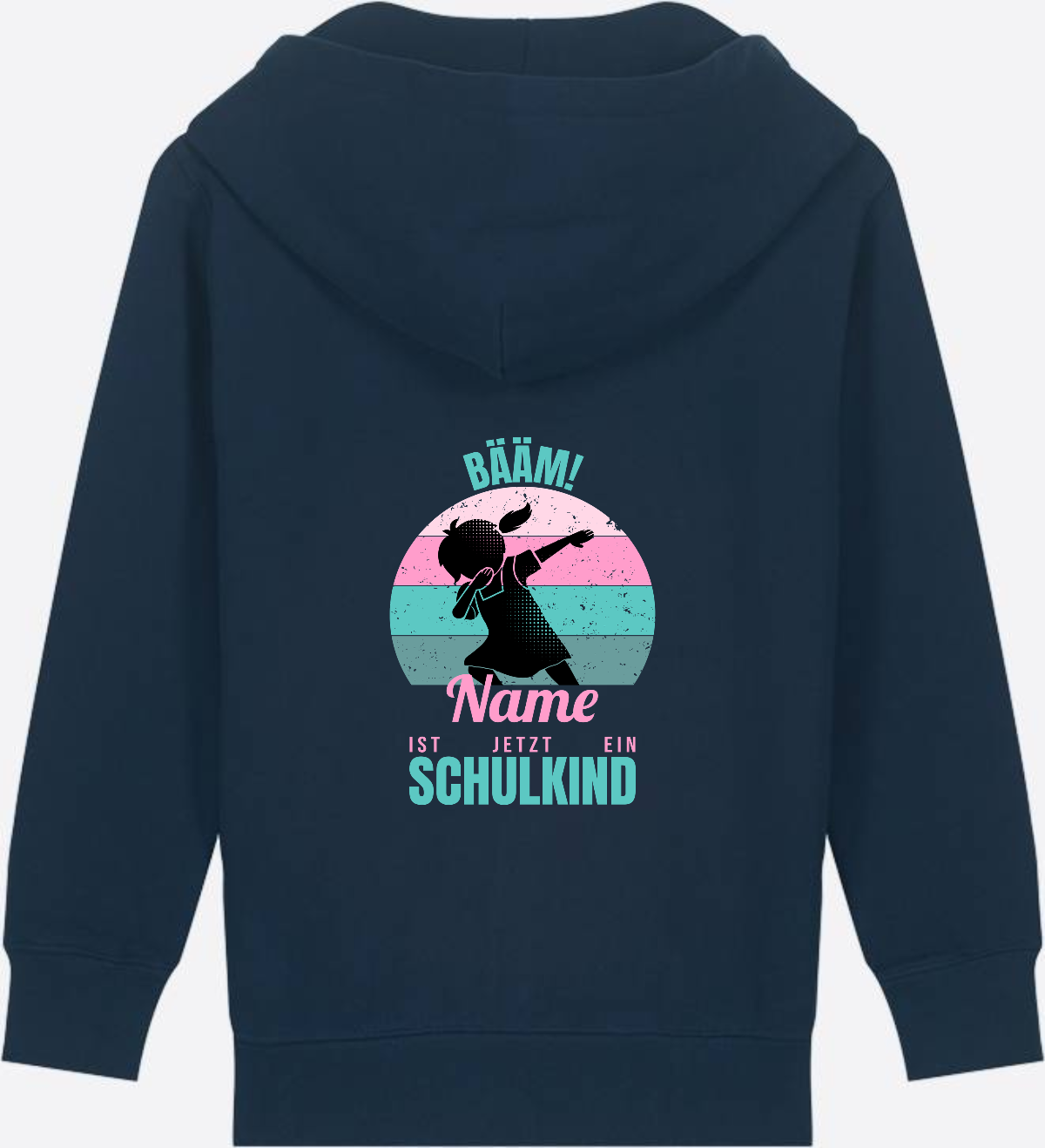 BÄÄM Schulkind Zip-Hoodie für Mädchen – Personalisiert mit Name - French Navy