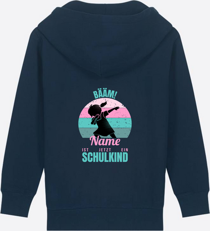 BÄÄM Schulkind Zip-Hoodie für Mädchen – Personalisiert mit Name - French Navy