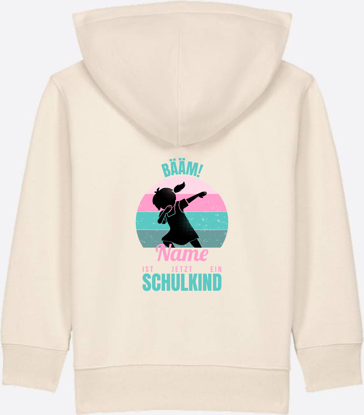 BÄÄM Schulkind Zip-Hoodie für Mädchen – Personalisiert mit Name - Natural Raw