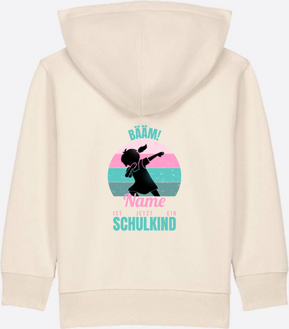 BÄÄM Schulkind Zip-Hoodie für Mädchen – Personalisiert mit Name - Natural Raw