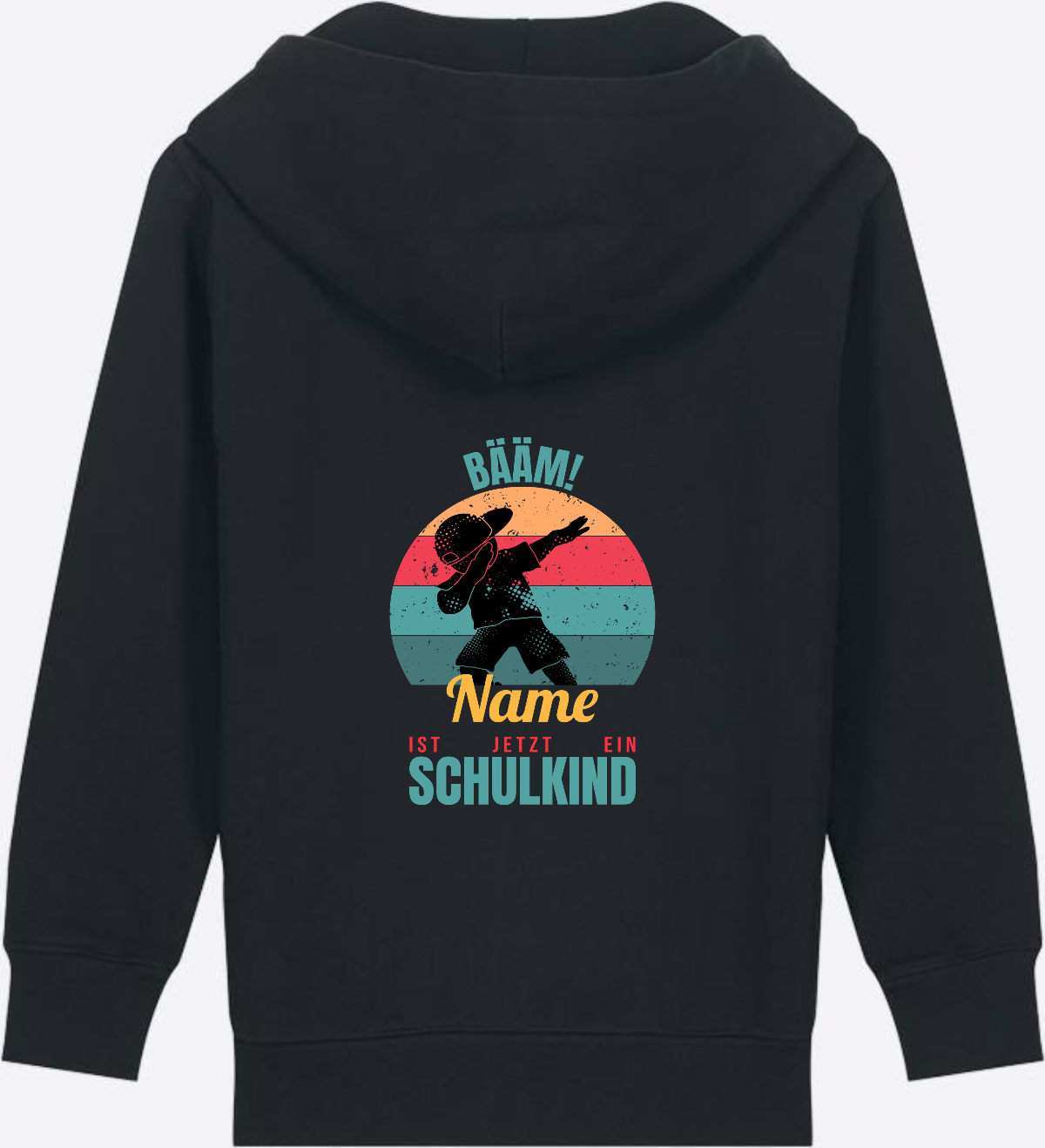 BÄÄM Schulkind Zip-Hoodie – Personalisiert mit Name für Jungen - Black