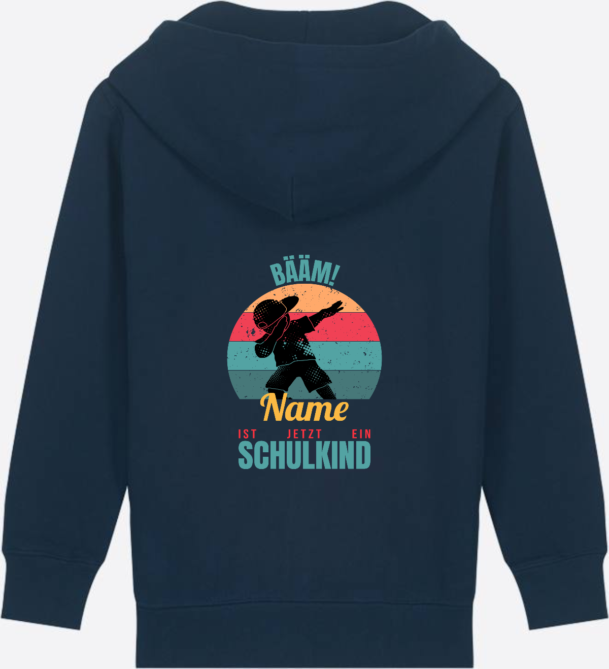 BÄÄM Schulkind Zip-Hoodie – Personalisiert mit Name für Jungen - French Navy