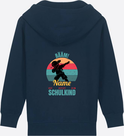 BÄÄM Schulkind Zip-Hoodie – Personalisiert mit Name für Jungen - French Navy