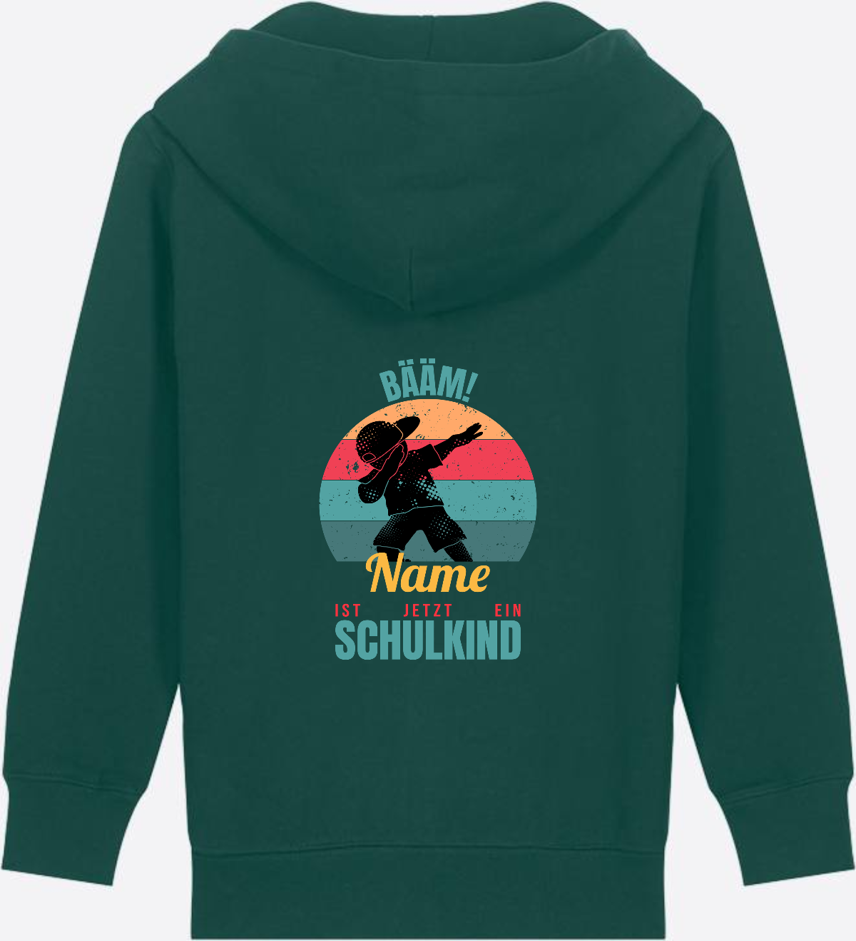 BÄÄM Schulkind Zip-Hoodie – Personalisiert mit Name für Jungen - Glazed Green