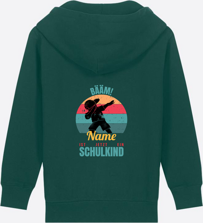 BÄÄM Schulkind Zip-Hoodie – Personalisiert mit Name für Jungen - Glazed Green