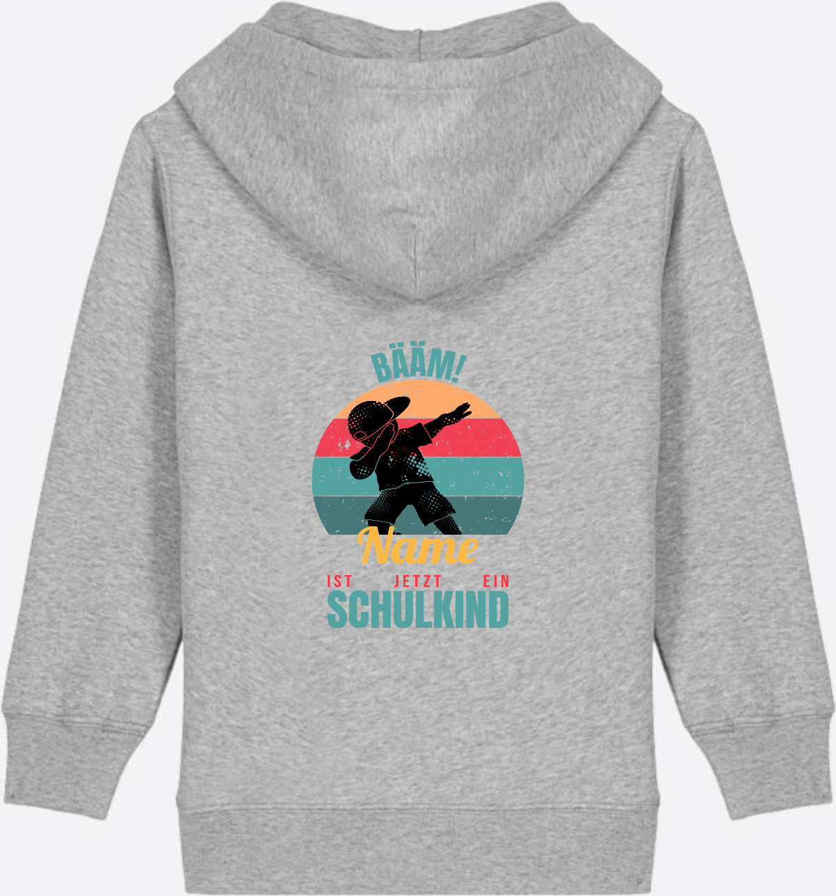 BÄÄM Schulkind Zip-Hoodie – Personalisiert mit Name für Jungen - Heather Grey