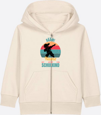 BÄÄM Schulkind Zip-Hoodie – Personalisiert mit Name für Jungen - Natural Raw Herzseite