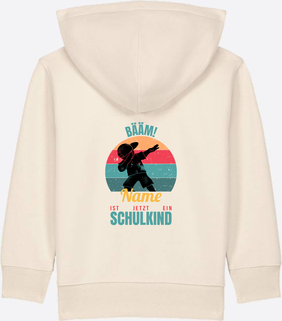 BÄÄM Schulkind Zip-Hoodie – Personalisiert mit Name für Jungen - Natural Raw