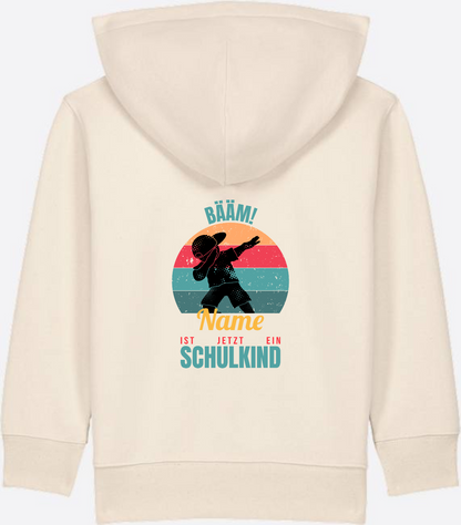 BÄÄM Schulkind Zip-Hoodie – Personalisiert mit Name für Jungen - Natural Raw
