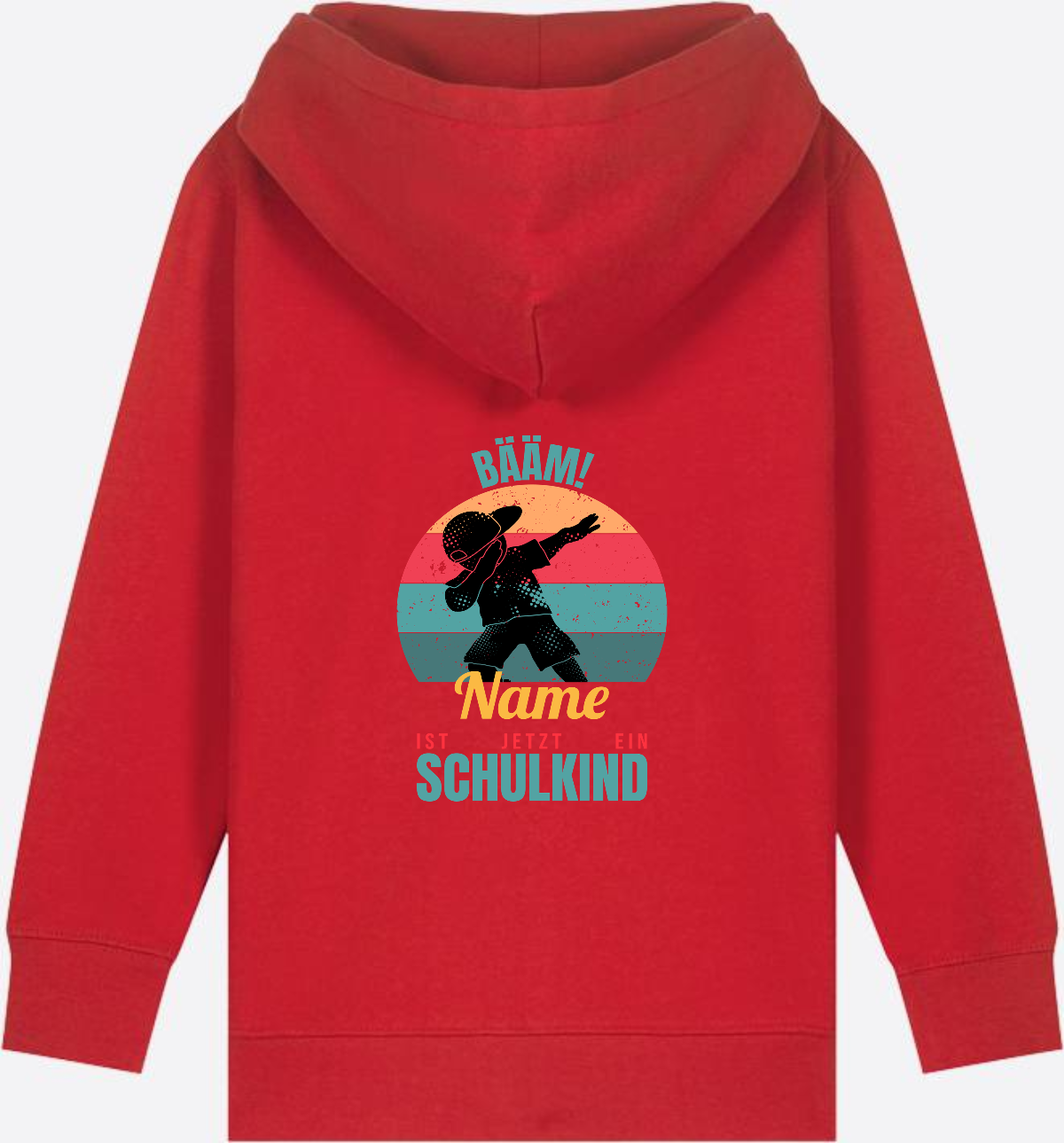 BÄÄM Schulkind Zip-Hoodie – Personalisiert mit Name für Jungen - Red