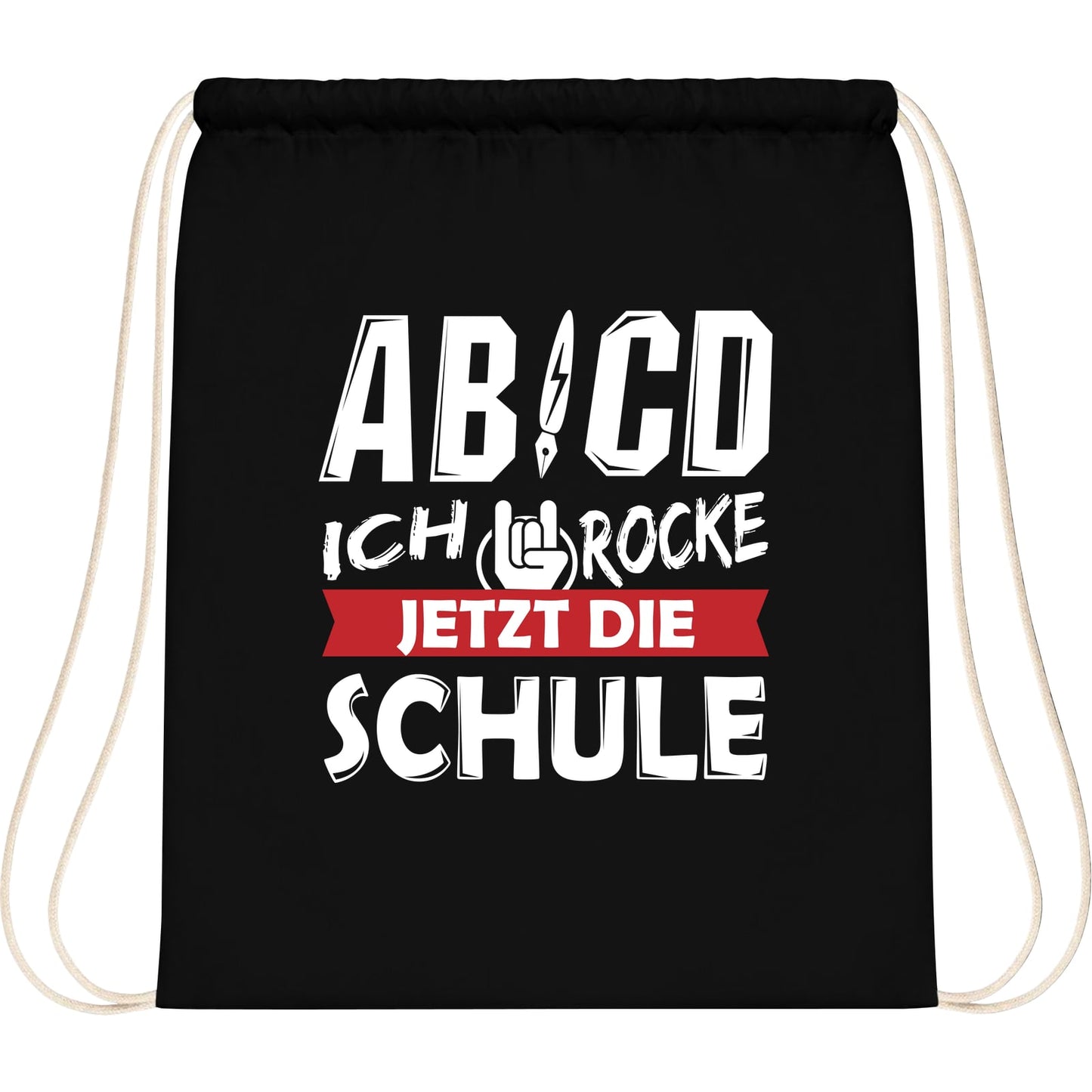Turnbeutel Einschulung Rocker-Hand – Ich rocke jetzt die Schule