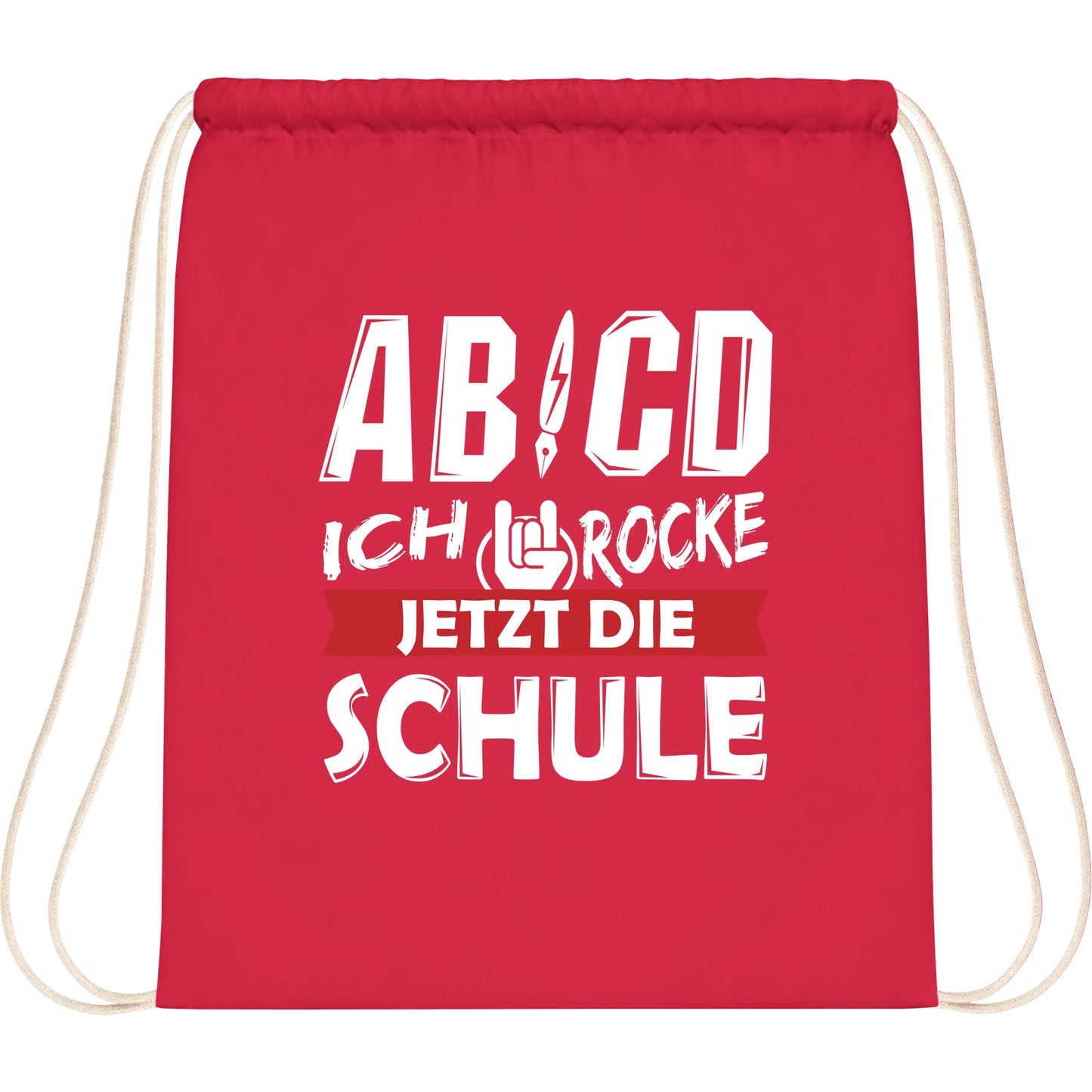 Turnbeutel Einschulung Rocker-Hand – Ich rocke jetzt die Schule