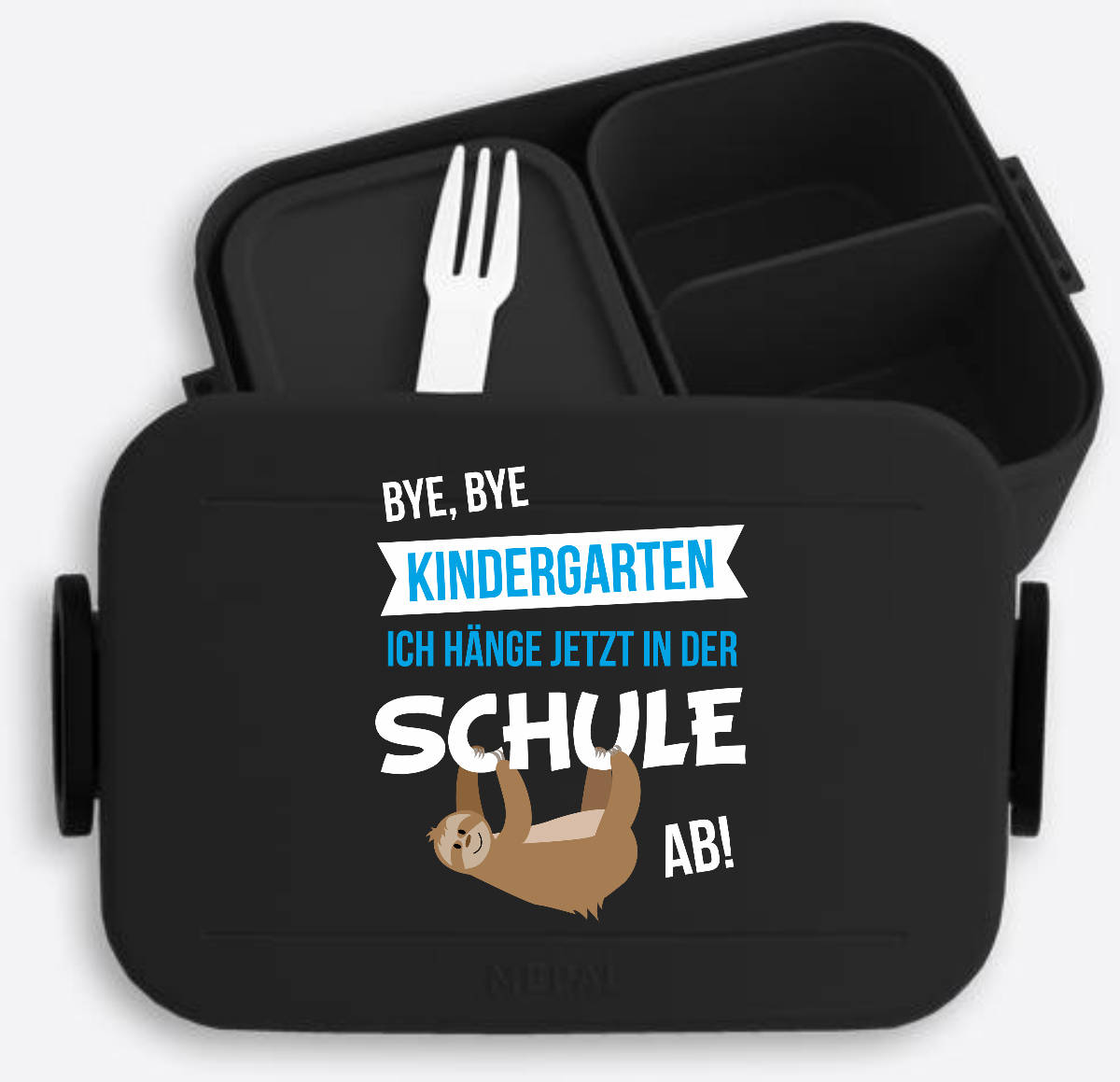 Brotdose Bye Bye Kindergarten – Personalisiert zur Einschulung - Nordic Black