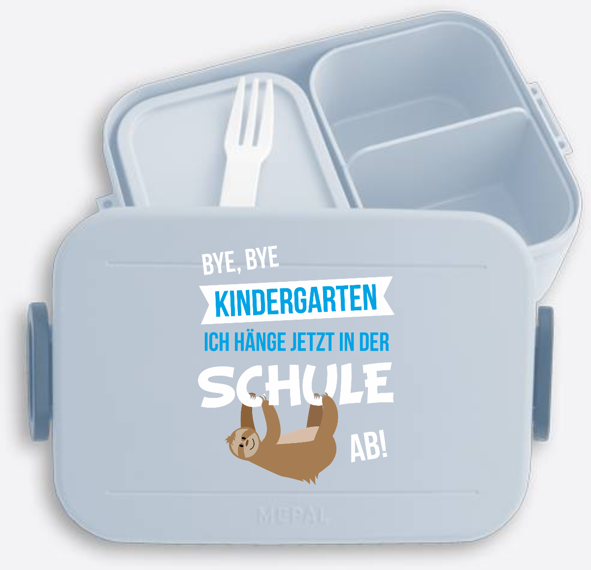 Brotdose Bye Bye Kindergarten – Personalisiert zur Einschulung - Nordic Blue