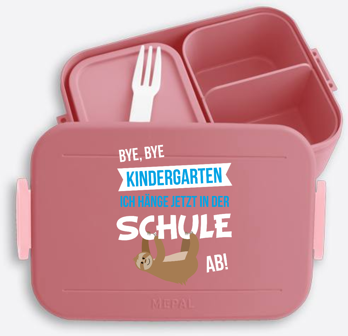 Brotdose Bye Bye Kindergarten – Personalisiert zur Einschulung - Vivid Mauve