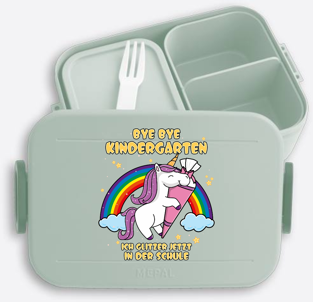 Brotdose Einhorn: Bye Bye Kindergarten – Ich glitzer jetzt - Nordic Sage