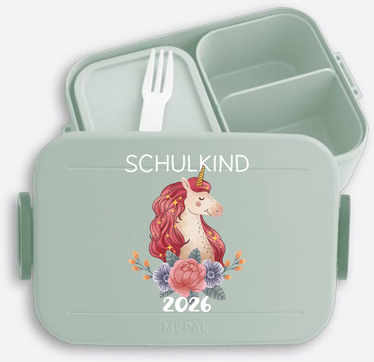 Brotdose Einhorn – Schulkind 2026 mit Wunschnamen - Nordic Sage
