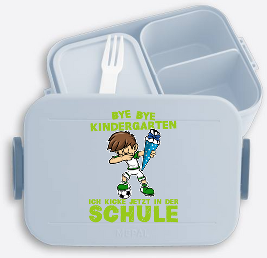 Brotdose Einschulung: Bye Bye Kindergarten Fußball Dabbing - Nordic Blue