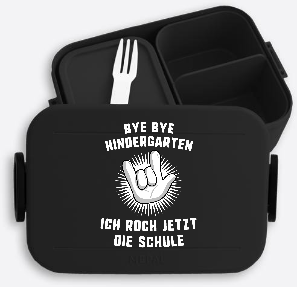 Brotdose Einschulung – Bye Bye Kindergarten Ich rock die Schule - Nordic Black